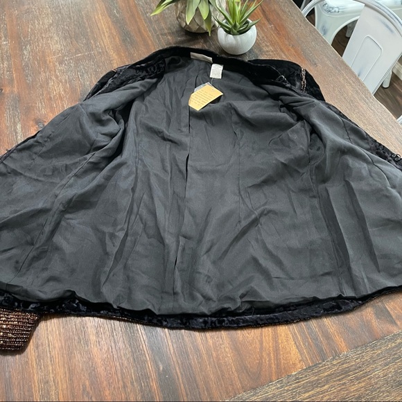 NWT Soft Surroundings black velvet brown beaded embroidered sequin jacket XS - Picture 13 of 13